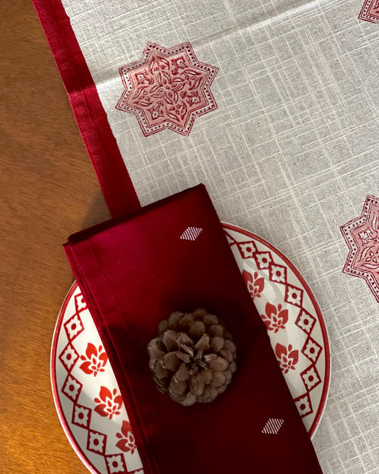 Athangudi Hand Block Table Runner -6 or  8 Seater