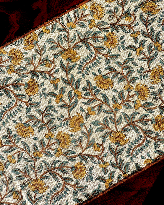 Barmer Hand Block Cotton Table Runner - 6 / 8 Seater
